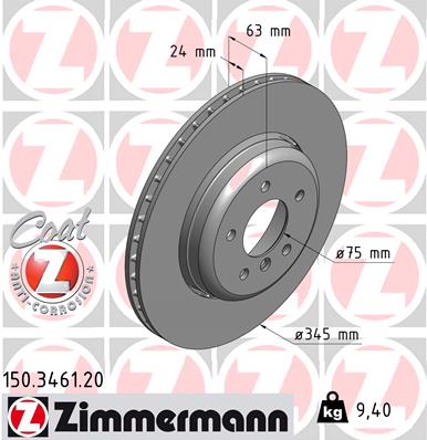 Bremsscheibe Hinterachse Zimmermann 150.3461.20 Bremsscheibe Hinterachse Zimmermann 150.3461.20 von Zimmermann
