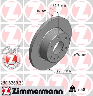 Bremsscheibe Hinterachse Zimmermann 230.6269.20 Bremsscheibe Hinterachse Zimmermann 230.6269.20 von Zimmermann