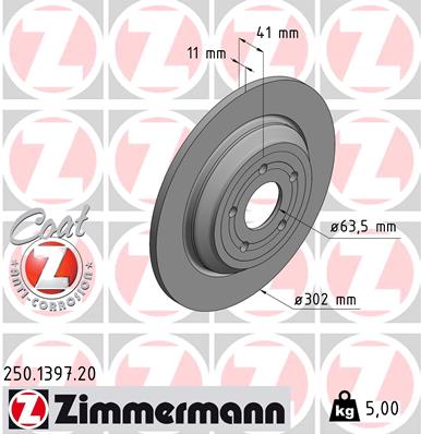 Bremsscheibe Hinterachse Zimmermann 250.1397.20 von Zimmermann