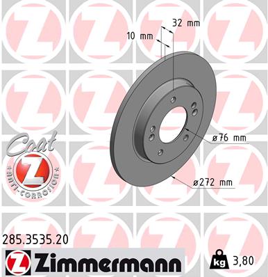Bremsscheibe Hinterachse Zimmermann 285.3535.20 von Zimmermann