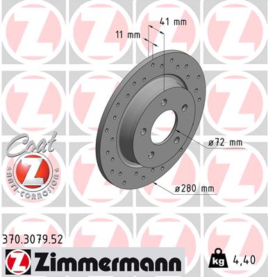 Bremsscheibe Hinterachse Zimmermann 370.3079.52 Bremsscheibe Hinterachse Zimmermann 370.3079.52 von Zimmermann