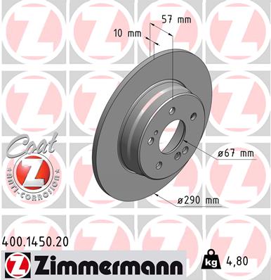 Bremsscheibe Hinterachse Zimmermann 400.1450.20 von Zimmermann
