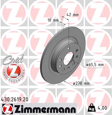 Bremsscheibe Hinterachse Zimmermann 430.2619.20 von Zimmermann