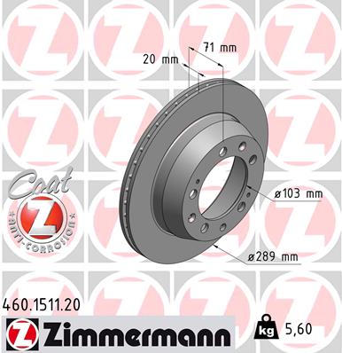 Bremsscheibe Hinterachse Zimmermann 460.1511.20 von Zimmermann