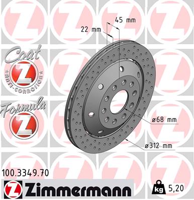 Bremsscheibe Hinterachse links Zimmermann 100.3349.70 von Zimmermann