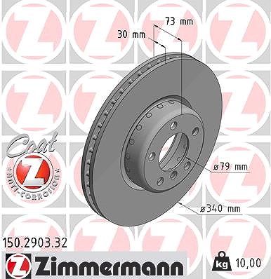 Zimmermann Bremsscheibe Vorderachse Belüftet [Hersteller-Nr. 150.2903.32] für BMW von Zimmermann