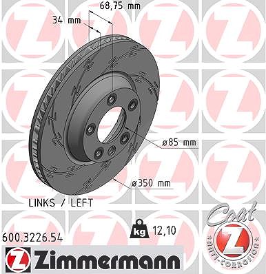 Zimmermann Bremsscheibe Vorderachse Belüftet Links [Hersteller-Nr. 600.3226.54] für Audi, Porsche, VW von Zimmermann