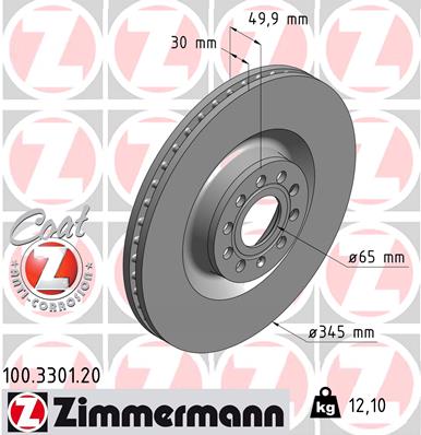 Bremsscheibe Vorderachse Zimmermann 100.3301.20 Bremsscheibe Vorderachse Zimmermann 100.3301.20 von Zimmermann