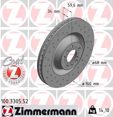 Bremsscheibe Vorderachse Zimmermann 100.3305.52 von Zimmermann