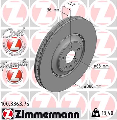 Bremsscheibe Vorderachse Zimmermann 100.3363.75 von Zimmermann