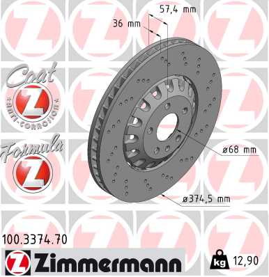 Bremsscheibe Vorderachse Zimmermann 100.3374.70 Bremsscheibe Vorderachse Zimmermann 100.3374.70 von Zimmermann