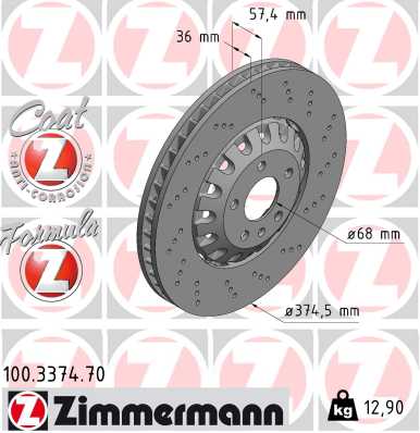 Bremsscheibe Vorderachse Zimmermann 100.3374.70 von Zimmermann