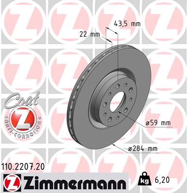 Bremsscheibe Vorderachse Zimmermann 110.2207.20 von Zimmermann