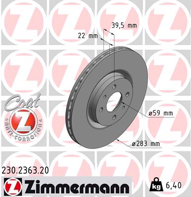 Bremsscheibe Vorderachse Zimmermann 230.2363.20 von Zimmermann