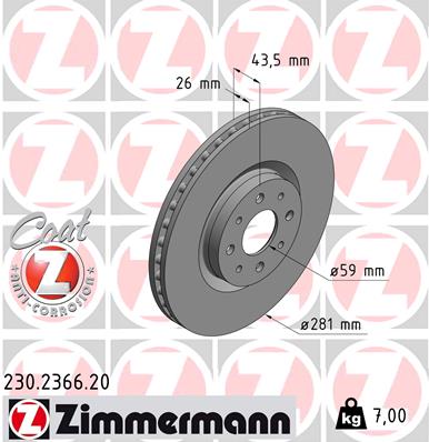 Bremsscheibe Vorderachse Zimmermann 230.2366.20 von Zimmermann