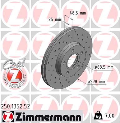 Bremsscheibe Vorderachse Zimmermann 250.1352.52 von Zimmermann