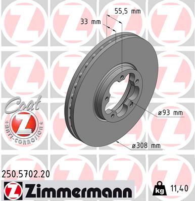 Bremsscheibe Vorderachse Zimmermann 250.5702.20 Bremsscheibe Vorderachse Zimmermann 250.5702.20 von Zimmermann
