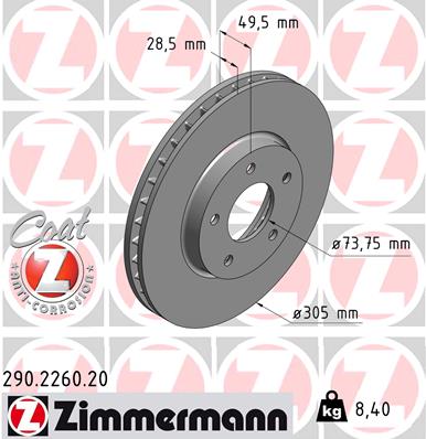 Bremsscheibe Vorderachse Zimmermann 290.2260.20 Bremsscheibe Vorderachse Zimmermann 290.2260.20 von Zimmermann