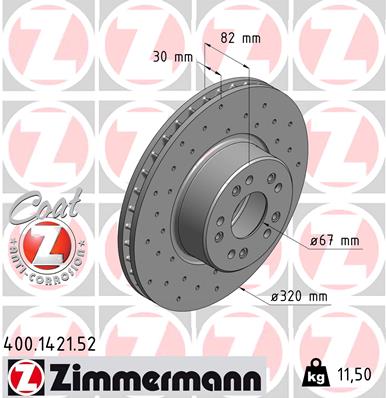 Bremsscheibe Vorderachse Zimmermann 400.1421.52 Bremsscheibe Vorderachse Zimmermann 400.1421.52 von Zimmermann