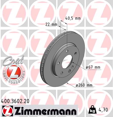 Bremsscheibe Vorderachse Zimmermann 400.3602.20 Bremsscheibe Vorderachse Zimmermann 400.3602.20 von Zimmermann