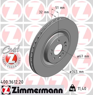 Bremsscheibe Vorderachse Zimmermann 400.3612.20 Bremsscheibe Vorderachse Zimmermann 400.3612.20 von Zimmermann