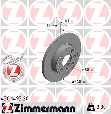 Bremsscheibe Vorderachse Zimmermann 430.1493.20 von Zimmermann