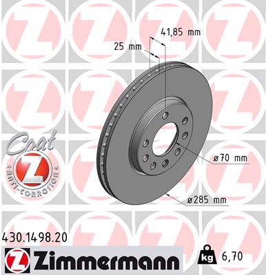 Bremsscheibe Vorderachse Zimmermann 430.1498.20 von Zimmermann