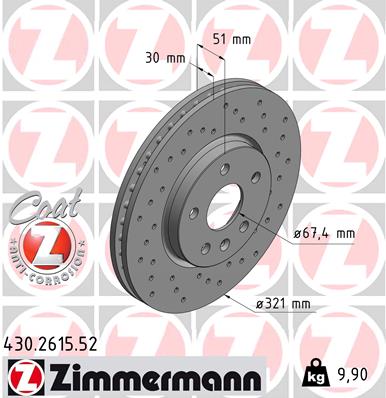 Bremsscheibe Vorderachse Zimmermann 430.2615.52 von Zimmermann