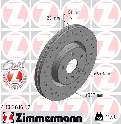 Bremsscheibe Vorderachse Zimmermann 430.2616.52 von Zimmermann