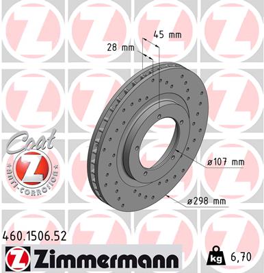 Bremsscheibe Vorderachse Zimmermann 460.1506.52 Bremsscheibe Vorderachse Zimmermann 460.1506.52 von Zimmermann