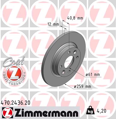 Bremsscheibe Vorderachse Zimmermann 470.2436.20 von Zimmermann