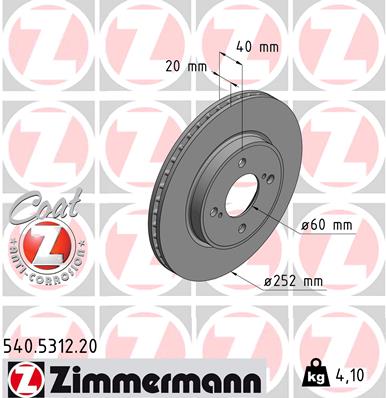 Bremsscheibe Vorderachse Zimmermann 540.5312.20 von Zimmermann