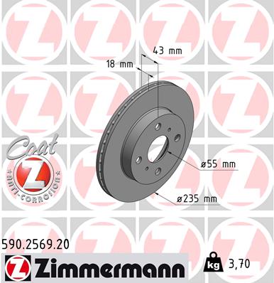Bremsscheibe Vorderachse Zimmermann 590.2569.20 Bremsscheibe Vorderachse Zimmermann 590.2569.20 von Zimmermann