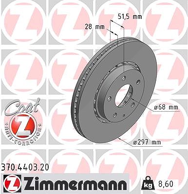 Zimmermann Bremsscheibe Vorderachse belüftet [Hersteller-Nr. 370.4403.20] für Mazda von Zimmermann