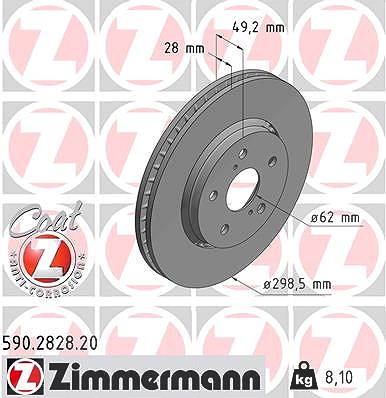 Zimmermann Bremsscheibe Vorderachse belüftet [Hersteller-Nr. 590.2828.20] für Toyota von Zimmermann