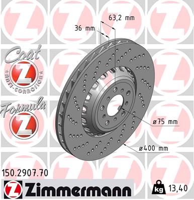 Bremsscheibe Vorderachse links Zimmermann 150.2907.70 von Zimmermann