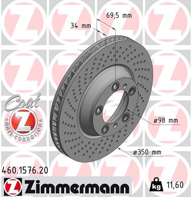Bremsscheibe Vorderachse links Zimmermann 460.1576.20 Bremsscheibe Vorderachse links Zimmermann 460.1576.20 von Zimmermann