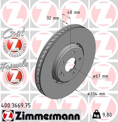 Bremsscheibe Vorderachse rechts Zimmermann 400.3669.75 Bremsscheibe Vorderachse rechts Zimmermann 400.3669.75 von Zimmermann