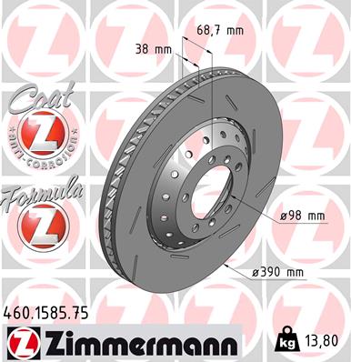 Bremsscheibe Vorderachse rechts Zimmermann 460.1585.75 Bremsscheibe Vorderachse rechts Zimmermann 460.1585.75 von Zimmermann
