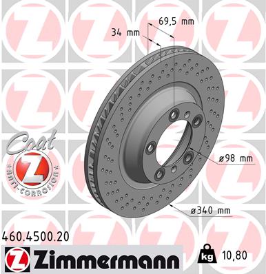 Bremsscheibe Vorderachse rechts Zimmermann 460.4501.20 Bremsscheibe Vorderachse rechts Zimmermann 460.4501.20 von Zimmermann