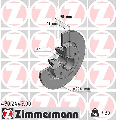 Zimmermann Bremsscheibe mit Radlager Voll Hinterachse [Hersteller-Nr. 470.2447.00] für Renault von Zimmermann