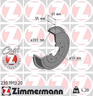 Zimmermann Bremstrommel [Hersteller-Nr. 230.1913.20] für Alfa Romeo, Fiat, Lancia von Zimmermann