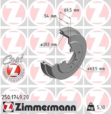 Zimmermann Bremstrommel [Hersteller-Nr. 250.1749.20] für Ford von Zimmermann