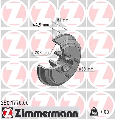 Zimmermann Bremstrommel [Hersteller-Nr. 250.1770.00] für Ford von Zimmermann