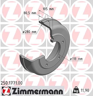 Zimmermann Bremstrommel [Hersteller-Nr. 250.1771.00] für Ford von Zimmermann