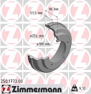 Zimmermann Bremstrommel [Hersteller-Nr. 250.1773.00] für Ford von Zimmermann
