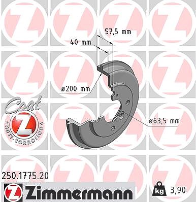 Zimmermann Bremstrommel [Hersteller-Nr. 250.1775.20] für Ford von Zimmermann