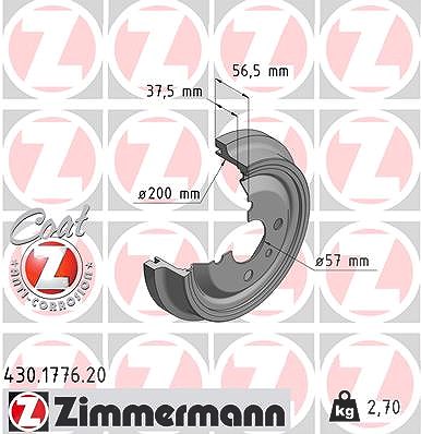 Zimmermann Bremstrommel [Hersteller-Nr. 430.1776.20] für Opel von Zimmermann