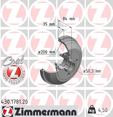 Zimmermann Bremstrommel [Hersteller-Nr. 430.1781.00] für Opel von Zimmermann