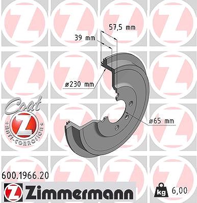 Zimmermann Bremstrommel [Hersteller-Nr. 600.1966.20] für Seat, VW von Zimmermann